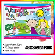 48x Jumbo Kids Sketch Pad 40 Sheets 40x30cm Art Craft Drawing Doddle Paper Book