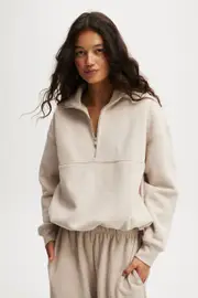 [Body] Body - Plush Essential Half Zip Jumper - Sesame marle XS SESAME MARLE
