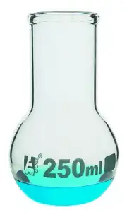 Eisco Labs 250ml Boiling Flask, Wide Neck, Flat Bottom - Borosilicate Glass