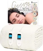 Homefront Electric Blanket Double Size Dual Control Premium Fleece Fully Fitted Heated Mattress Cover, Dual Control