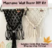 Macrame 2 Pack Wall Decor DIY Kits With Step-by-step Tutorial & Cords Rod Charm!
