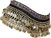 [Hellery] Belly Dance Hip Scarf Wrap Waist Chain, Sparkly Dancewear Sequin Tassel Skirt Hip Belt for Performance Women Girls Nightclub