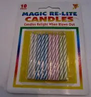 NEW Vintage Y2K Magic Re-Lite Birthday Candles 10-Pc Pack "Can't Blow em Out"