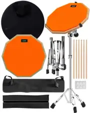 Drum Practice Pad, 12" Drum Pad 2 Surfaces - Double-Sided Practice Drum Pad S...