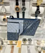Michael Kors Jet Set Travel SM Top Zip Crossbody Bag+Bifold Wallet (Navy Multi)
