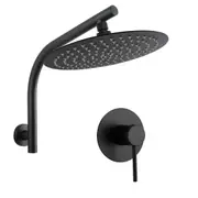 ACA WELS WATERMARK Round 12'' Ultrathin Stainless Steel Rainfall Shower Head Set Gooseneck Wall Arm Mixer Tap Black
