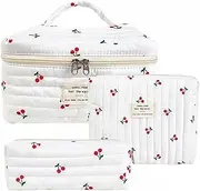 [TAOZHUGONG] 3 x Cosmetic Bag Women's Travel Toiletry Bag Set, Toiletry Bag, Make Up Bag, Large Capacity Flowers Make-Up Bag, Cosmetic Bag, Big Cherry, Travel Cosmetic Bag