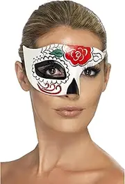 Smiffys Day of The Dead Half Eye Mask Size: One Size