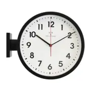 BESTIME RC296A Double-Sided Wall Clock Wall Clock Radio Clock Black Aluminum Whi