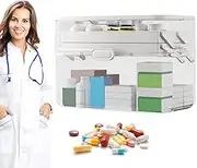 Medicine Storage Box | Storage Box for Family Use | Kit Double Layer Case with Handle – Multipurpose Portable Case Large Capacity Travel Home in