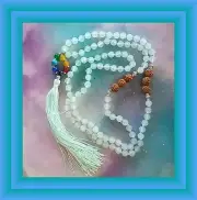AQUAMARINE JAPA MALA, Knotted Aquamarine Mala Necklace With Bodhi Beads. CHAKRA