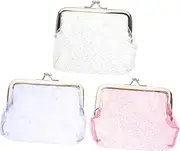 [Holibanna] Small Coin Bag for Women 3pcs PVC Women Coin Purse Glitter Change Purse Stylish Easy to