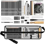HIFORNY 60 Pcs Drawing Kit Sketching Pencil Set,Sketch Pencils Art Supplies with 3-Color Sketchbook,Graphite,Charcoal,Drawing Pencils for Adults Artists