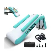 Pontoon Waterfall Slide, Inflatable Water Boats Slide Island for Adults Kids ...