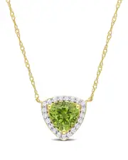 Rina Limor 14K 1.51 ct. tw. Peridot Halo Triangle Necklace