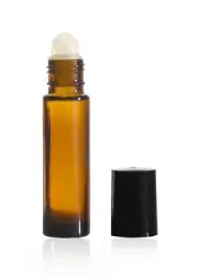 10ml PLAIN 1/3 oz AMBER Glass Bottles With Plastic Black Cap & Plastic Roller