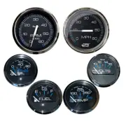 Faria Chesapeake Black w/Stainless Steel Bezel Boxed Set of 6 - Speed, Tach,