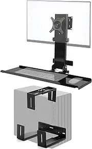 TooCust Monitor Wall Mount with Foldable Keyboard Tray and PC Mount
