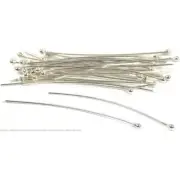 30 Sterling Silver Head Pins Jewelry Making 25 Gauge 1 1/2"