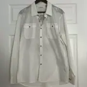 Kenneth Cole Men’s button down white shirt printed in back
