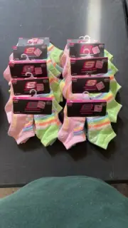 Skechers Kids' Socks Set 60 pairs shoe size 5 to 10 girls wholesale lot 10 packs