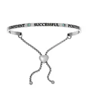 Intuitions Stainless Steel Confident, Successful, Positive December Lite Blue Birthstone Bangle Bracelet, 7"