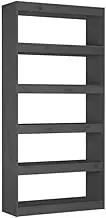 Bookcase & Room Divider - Solid Pinewood Standing Shelf for Living Room, Bedroom | Sturdy & Space-Saving Storage Solution | 80x30x167.4 cm Grey