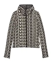monogram-pattern zip-up hoodie XS Black