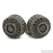 Fancy Cluster Cubic Zirconia Black Stud Earrings