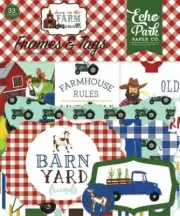 ECHO PARK "DOWN ON THE FARM" EPHEMERA- TAGS & FRAMES ANIMALS SCRAPJACK'S PLACE