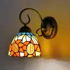 European Tiffany Stained Glass Wall Sconce Wall Lamp Sun Flower Fixture Lighting