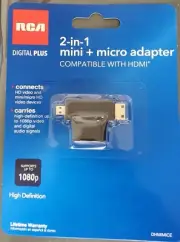 RCA 2-In-1 HDMI Female to HDMI Mini/Micro HDMI Adapter DHMIMICE Brand New