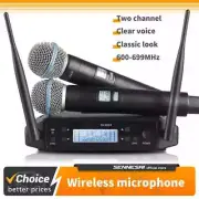 Professional Dual Wireless Microphone Karaoke Home UHF Dynamic 2Channel Handheld