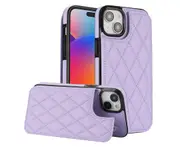 Case for Iphone 15,Pu Leather Wallet Case RFID Blocking Credit Card Slots Kickstand Phone Case-Purple