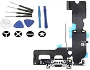 (md0410) Black USB Charging Port Charge Dock Connector Charger mic Flex Ribbon Cable Part Compatible iPhone 7 Plus + Tools Kit