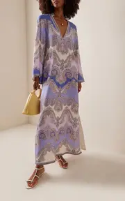 [Zimmermann] Maxine Paisley Linen Midi Tunic Dress