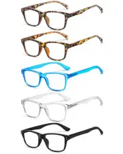 Reading Glasses for Women/Men - 5 Pack Blue Light Blocking Fashion Readers Ey...