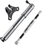 PRO BIKE TOOL Bike Pump with Gauge Fits Presta and Schrader - Titanium