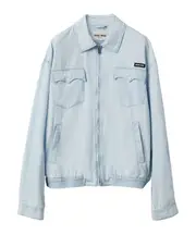 Miu Miu Logo Patch Denim Jacket IT42 light blue