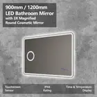 900mm 1200mm LED Light Bathroom Mirror w 3X Magnify Cosmetic Mirror Touch Switch