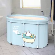 Bath Sauna Adult Folding Bathtub Bath Barrel Household Large Tub Thickened Adult Bath Tub Full Body Hot Tub Light Blue