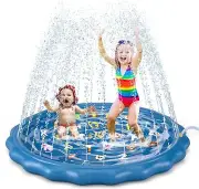 Splash Pad Sprinkler for Kids Toddlers Play Mat 60" Inflatable Baby Wading Pool