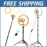 All-in-One 12" Dimmable Ring Light with Phone Holder & Tripod for Influencers