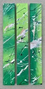 Green, Cream, Abstract, Wood Art, Scrap Wood, Wall Art, Home Decor