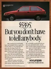 1988 Hyundai Excel Vintage Print Ad/Poster Authentic Retro Car Man Cave Art 80s