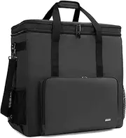 CURMIO Double-layer Carrying Case for Computer Tower, Desktop Computer Travel Storage Tote Bag for PC Chassis, Keyboard, Cable and Mouse, Headphone, Black, Type 2, Travel