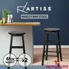Artiss 2 x Wooden Bar Stools Bar Stool Dining Chairs Kitchen Black Barstools