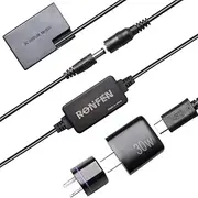 RONFEN DR-E18 DC Coupler LP-E17 Dummy Battery USB-C Cable PD Adapter Kit ACK-E18 AC Power Adapter for DSLR Cameras Canon EOS Rebel SL3 SL2 T8i T7i T6i T6s 77D RP 850D 800D 760D 750D 200D Fully-decoded