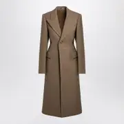 [Burberry] Beige Single-breasted Wool Coat 6 UK Grey