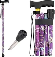 Folding Hiking Cane, Portable Adjustable Walking Stick, Suitable for Outdoor Mountaineering Enthusiasts and Elderly People with Limited Mobility(Purple)